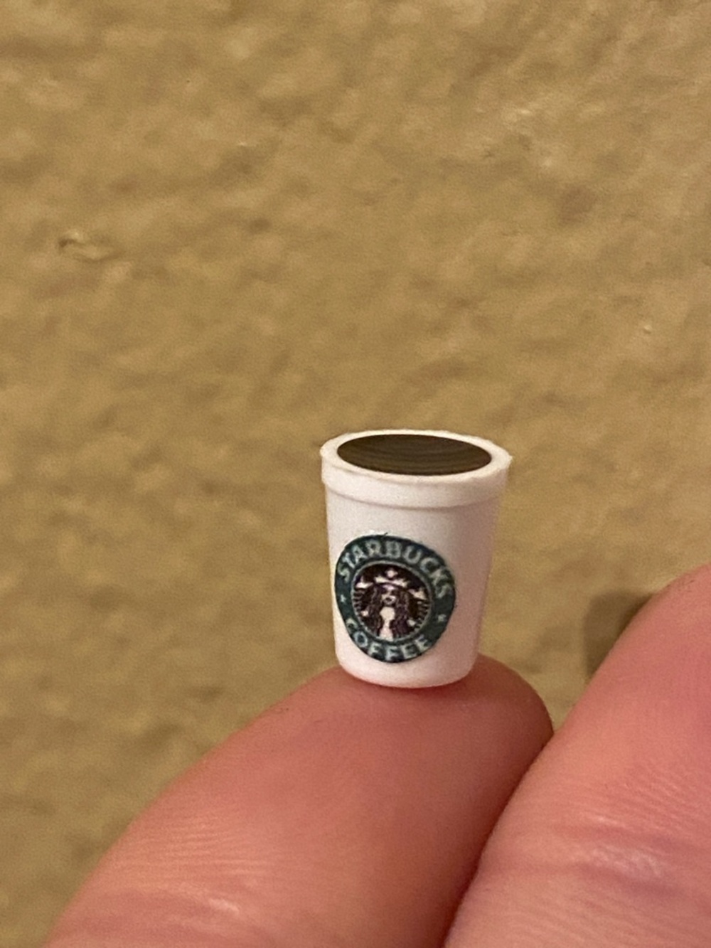 1:12 scale Starbucks White Mini Coffee Cup with Green Logo Charm
